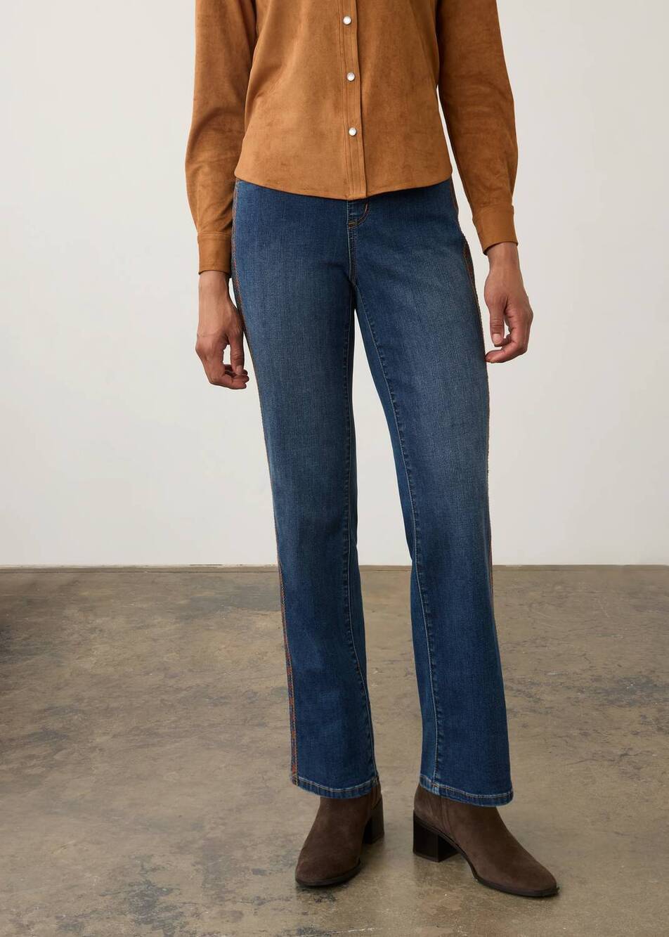 NEW FDJ pull on jeans in dark blue wash